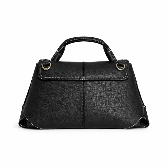Classic Structured Top-Handle Bag – Premium Vegan Leather (Black)