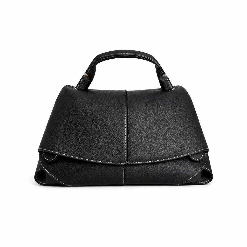 Classic Structured Top-Handle Bag – Premium Vegan Leather (Black)