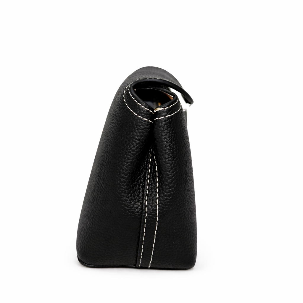 Classic Structured Top-Handle Bag – Premium Vegan Leather (Black)
